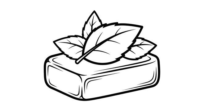 Natural Soap Bar with Green Leaves Icon, Cleanliness and Organic Handcrafted Product