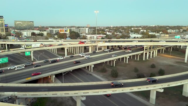 Part of the Highway system in San Antonio. Views of 281 South and I-10 and some on-ramps. All near River Walk, Alamo Dome and Pearl District- Downtown San Antonio..