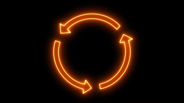 Orange glowing neon circular arrow loop.