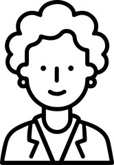 Obraz premium Hand Drawn Elderly Female Doctor Black and White Illustration in Minimal Line Art Style Design