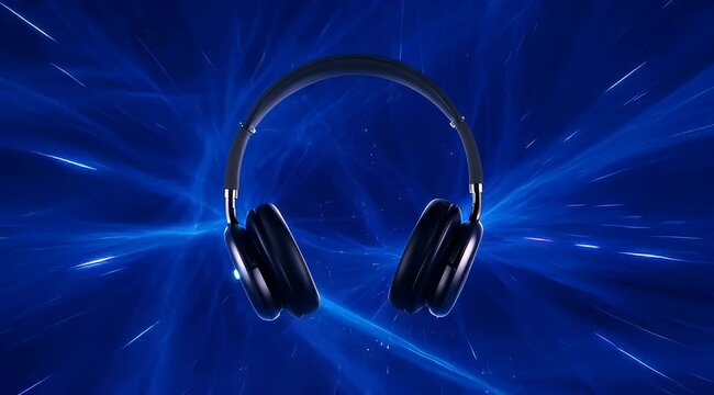 High-fidelity audio experience with contemporary headphones amidst a futuristic energy field