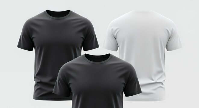 Blank black and white shirt mock up template front and back view isolated on white plain t-shirt mockup tee sweater sweatshirt design presentation for print hoodie mockup clothing design fashion casua