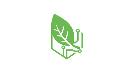 Obraz premium Green Technology Leaf Logo Design Concept.
