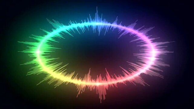 Colorful neon light ring animation.