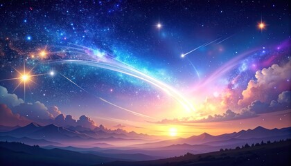 Obraz premium Celestial expanse, vibrant hues, cosmic wonder, serene landscape