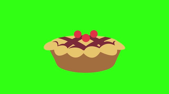 Pie with cherry topping cartoon animation
