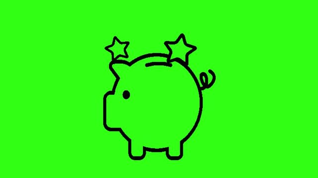 Insert coin in a piggy bank animation