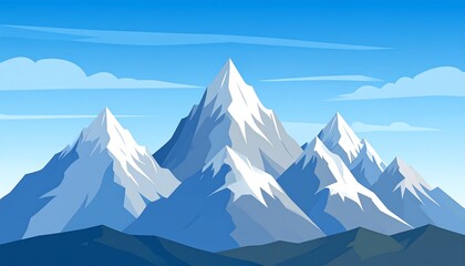 Fototapeta premium Majestic Snow-Capped Mountains Under a Clear Blue Sky.