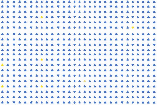 a blue and yellow geometric pattern on a white background