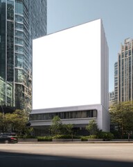 Obraz premium Blank Billboard on Modern Building Facade
