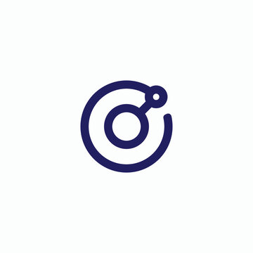 Abstract technology logo design with a circular shape and connection.