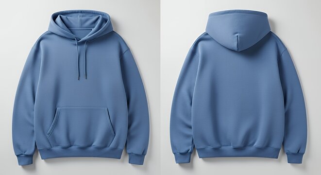 Blue hoodie mockup front and back views hoodie mockup clothing design fashion casual hoodie isolated blank apparel cotton template