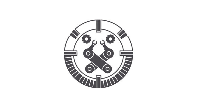 Mechanical Tools Crossed in a Target Symbol for Repair and Maintenance.