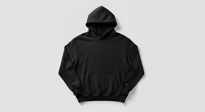 Isolated simple black kangaroo hoodie on a light background mock up for brand or design hoodie mockup clothing design fashion casual hoodie isolated blank apparel cotton template
