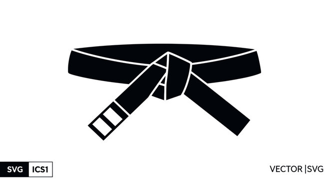 Black Belt Icon Silhouette - Martial Arts Achievement Symbol