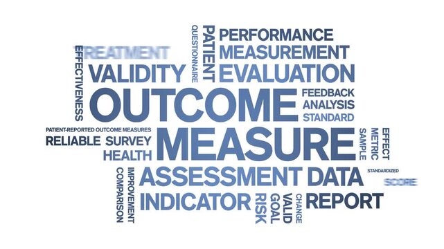 Outcome Measure animated word cloud-text design animation tag kinetic typography seamless loop.