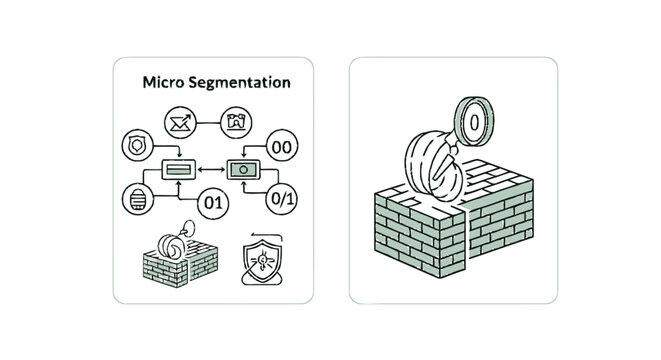 Micro Segmentation and Security Concept Illustration with Digital Elements.