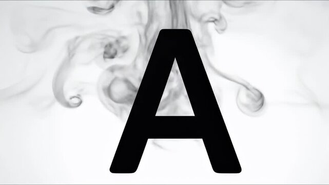 A black letter A is surrounded by wisps of smoke on a white background