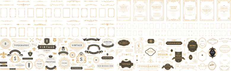 Set of antique frame whiskey label vintage border retro vector illustration © MdShahajahan