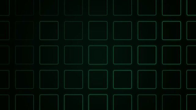 Neon Green Pulse Grid Background, 4K Seamless Loop Matrix Style Motion Graphic, Emerald Square Pattern with Soft Energy Wave, Professional High-Tech Eco-Tech Backdrop