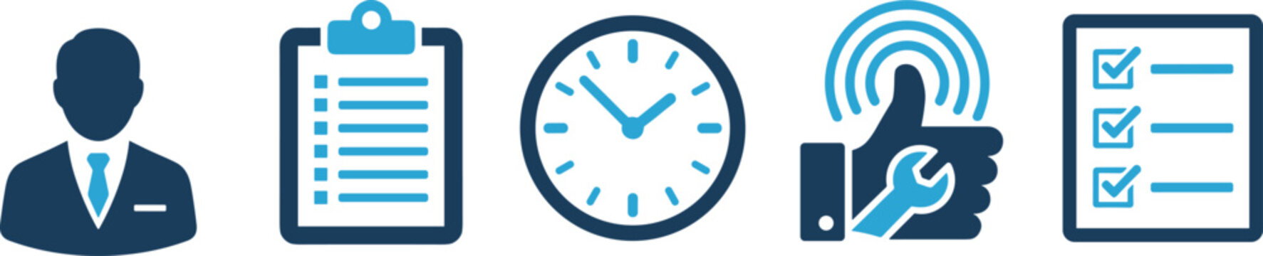 Business productivity icons, task management vector, time scheduling symbol, professional checklist illustration, efficiency graphic, planning tools, success concept set