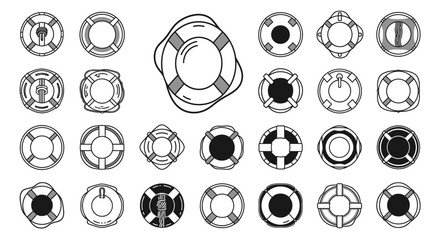 Collection of Lifesaver Ring Icons, Safety Equipment, Water Rescue © Sifaul