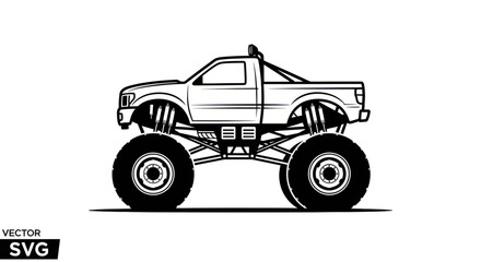 Monster Truck Silhouette Vector Illustration © hana