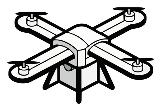 Minimalist continuous line-art drone icon. Generative AI