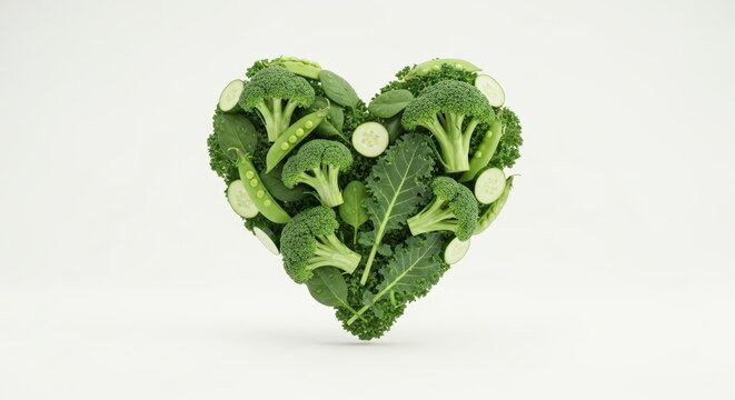 Heart shaped green leaves healthy eating.