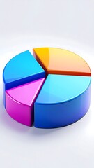 Obraz premium A 3D pie chart with five colorful sections on a white background