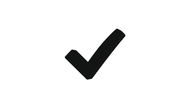 Checkmark symbol, hand-drawn in bold black, signifies completion or approval on a clean white background.