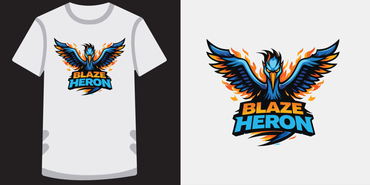 Blaze heron mascot logo for esport and gaming team with modern style and fun concept.