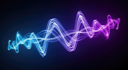 Vibrant blue and purple energy flowing across a dark background, creating dynamic swirling light trails and abstract motion patterns, dynamic, smooth, swirl