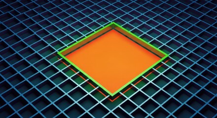 A highly structured repeating geometric grid pattern highlighting a significant empty space within its organized sequence, perfect, array, incomplete