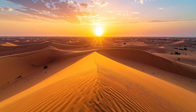 Golden hour serenity over vast dunes