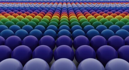 Fototapeta premium A hypnotic, endless field of precisely aligned identical spheres creating a mesmerizing optical illusion and rhythmic abstract pattern background, optical illusion, array, rhythm