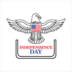 Fototapeta premium eagle and US flag, July 4th US Independence Day