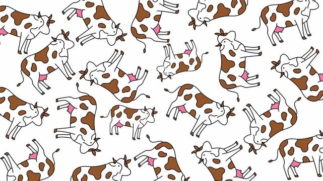 pattern of many cows with brown spots on white space