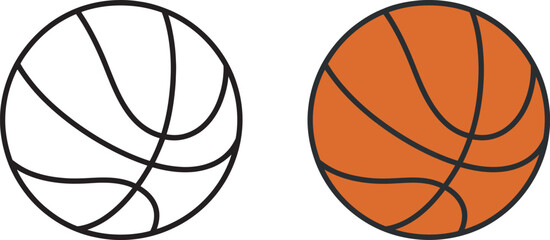 Obraz premium Basketballs vector, two balls white and orange, isolated on white background, clean minimal design, sports equipment concept, editable illustration