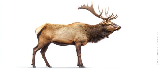 Majestic elk profile, wildlife, nature, white background, print