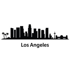 Fototapeta premium A striking black silhouette of the los angeles skyline with palm trees