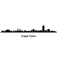 Naklejka premium Silhouetted skyline of cape town south africa with city name below