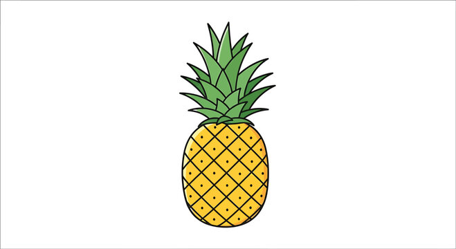 Yellow Pineapple Isolated on White Background
