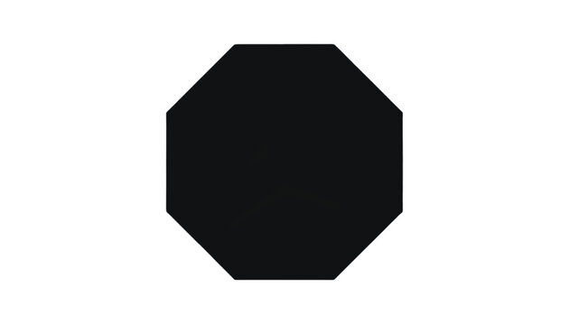 Black octagon geometric shape isolated on a clean white background, representing a fundamental design.