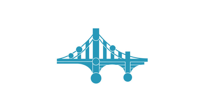 Modern Blue Bridge Icon Isolated on White Background for Design.