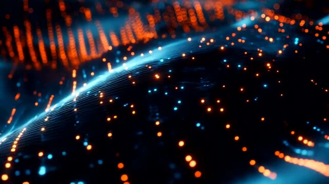 Abstract Digital Network Flow of Glowing Particles.
