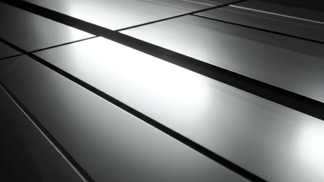 Abstract geometric composition featuring reflective surfaces and intersecting lines, creating a modern design.
