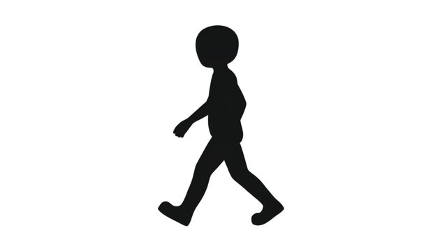 Silhouette of a child walking forward with a sense of purpose and independence on a white background.