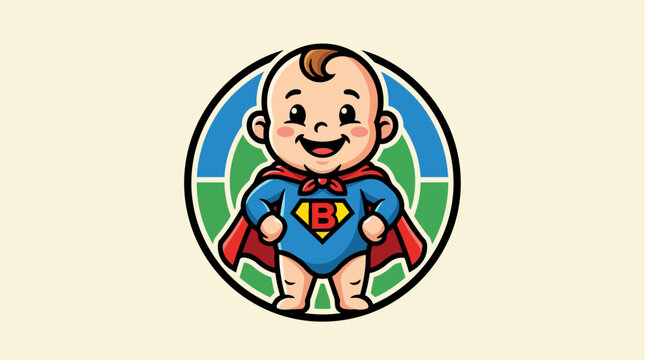 Baby dressed as superman smiling.
