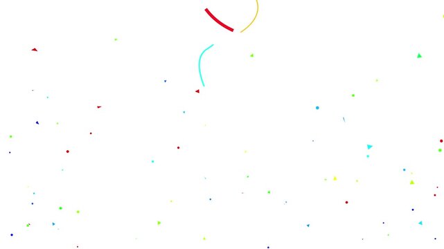 Multicolor Confetti Explosion, 2D animation of exploding confetti on White Screen, Vibrant colorful confetti falling effects in celebration scene, Colorful Confetti  with Ribon Celebration Falling